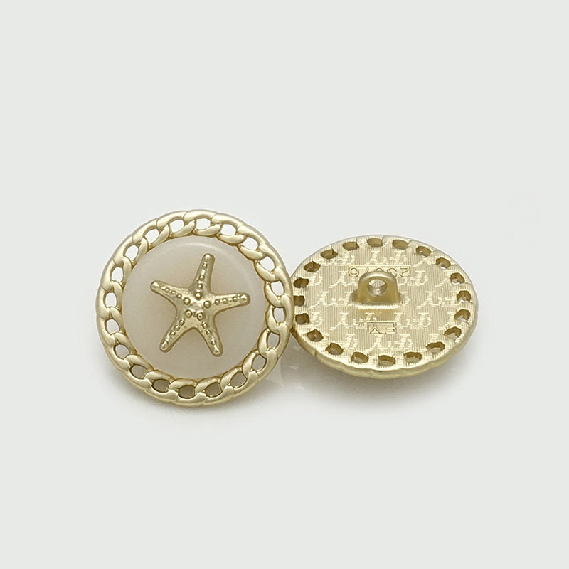 Gold Silver Circular Starfish Chain Hollow Metal Buttons 12pcs