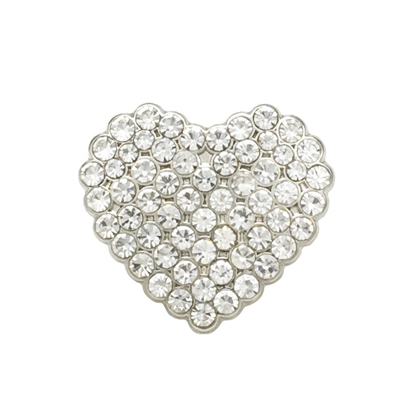 17.5/22.5/30mm Silver Heart Shaped Diamond Metal Buttons 12PCS