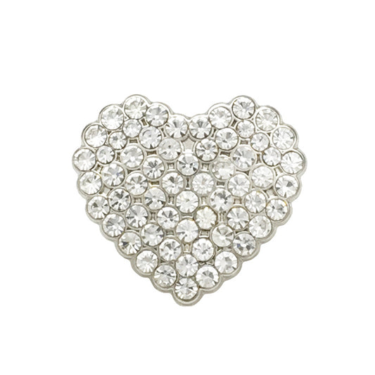 17,5/22,5/30mm Bottoni in Metallo a Forma di Cuore con Diamante Argento 12PCS