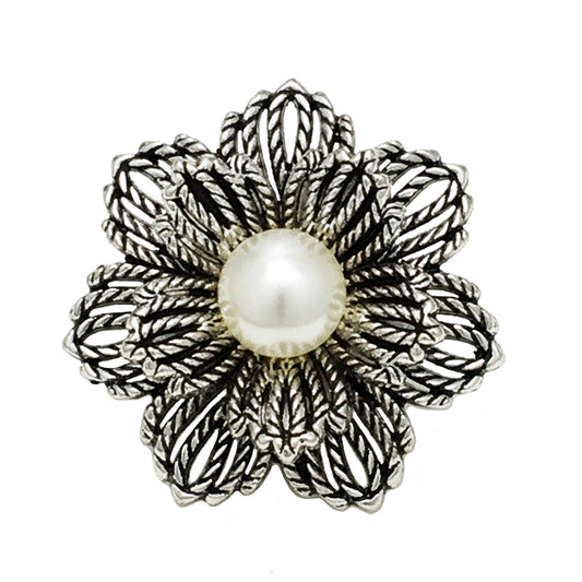 25mm Vintage Gold & Silver Beaded Flower Metal Buttons 20pcs