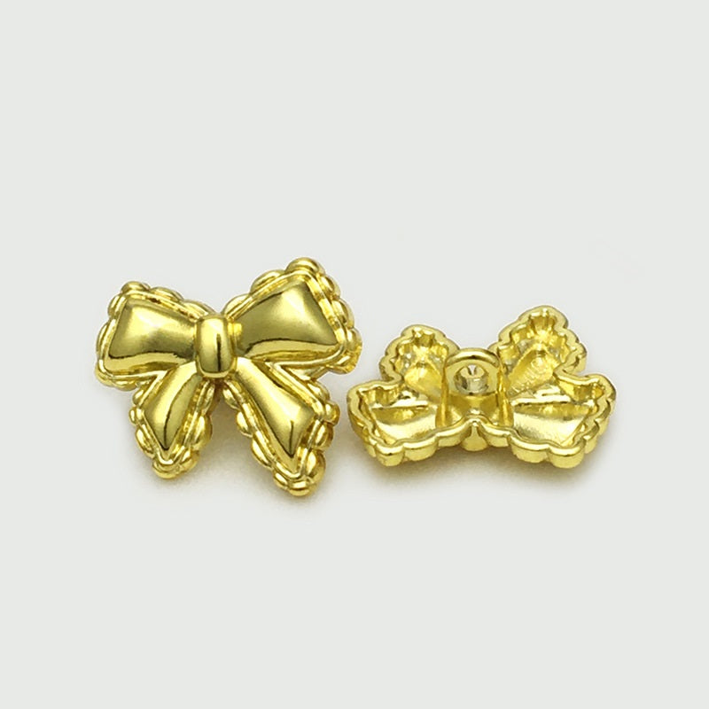 12-22.5mm Antique Gold 3D Bow Metal Sewing Buttons 20pcs