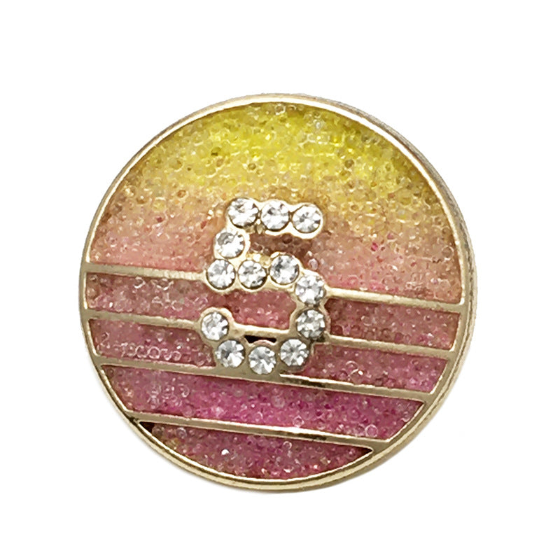 22.5mm Diamond Number 5 Yellow Pink Colored Metal Buttons 20pcs