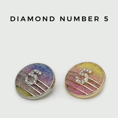 22.5mm Diamond Number 5 Yellow Pink Colored Metal Buttons 20pcs