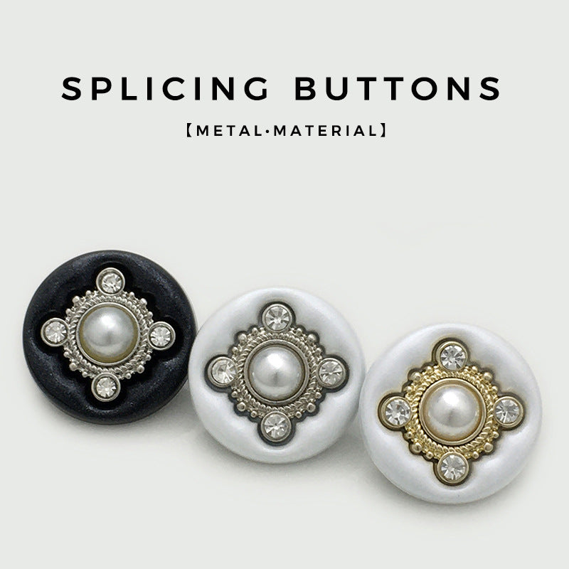 Boutons de couture en métal en forme de trèfle à quatre feuilles avec perles en diamant rond, 12 pièces