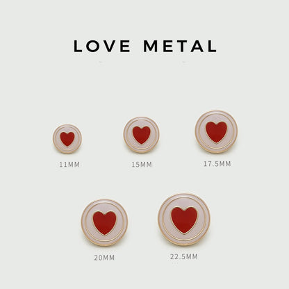 11-25mm Glaze Red Heart Metallinapit Neuleille Takkeille 20 kpl