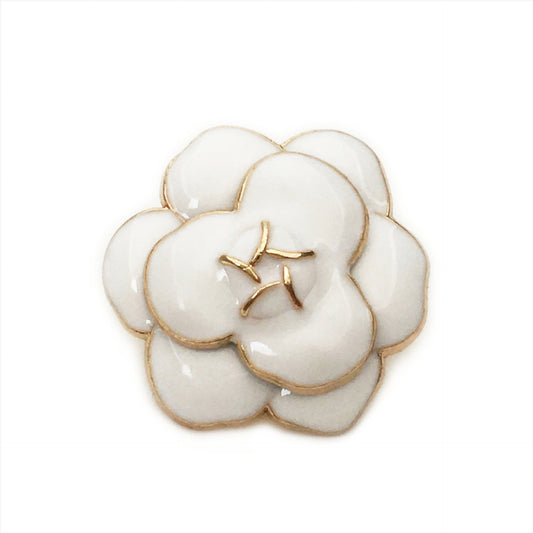 17.5/22.5mm White & Black Rose Floral Metal Buttons for Knitwear 10pcs