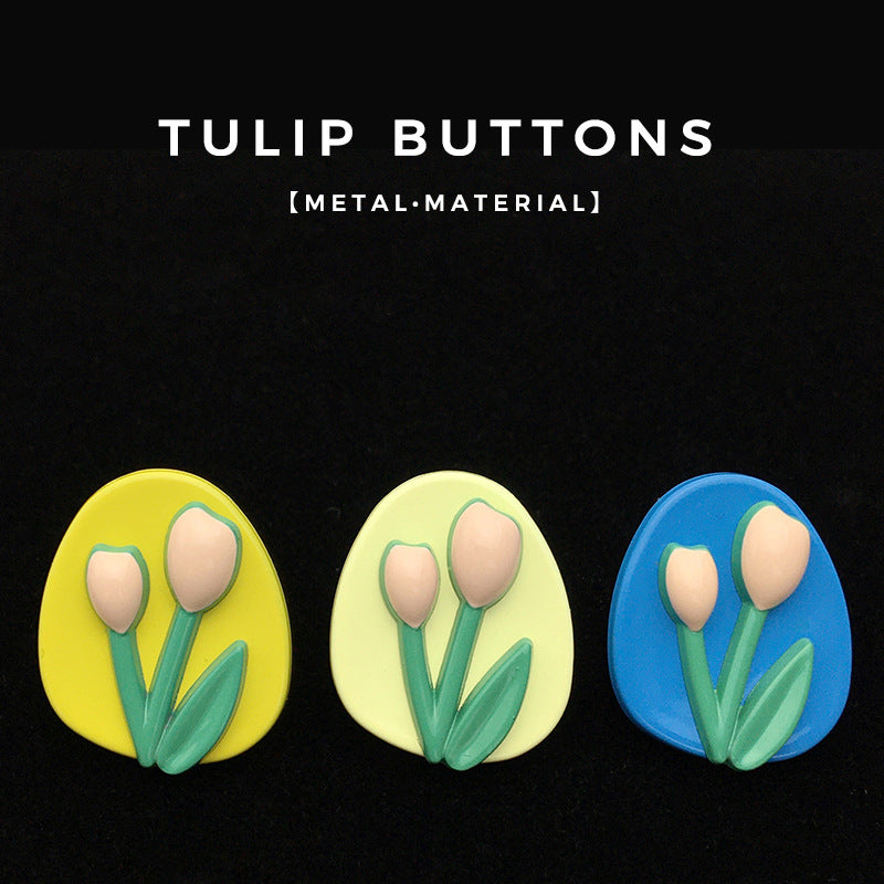 Boutons en métal ovales tulipe de 20 mm pour cardigans en tricot, paquet de 25 (5 couleurs)