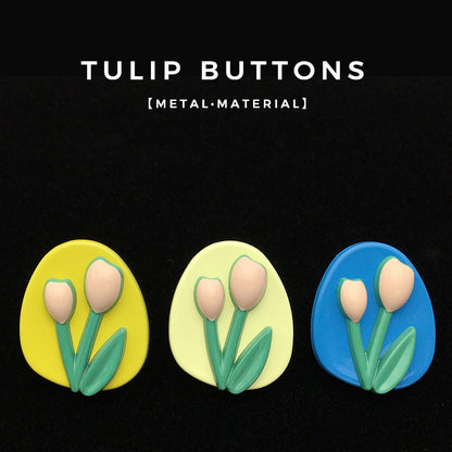 Boutons en métal ovales tulipe de 20 mm pour cardigans en tricot, paquet de 25 (5 couleurs)