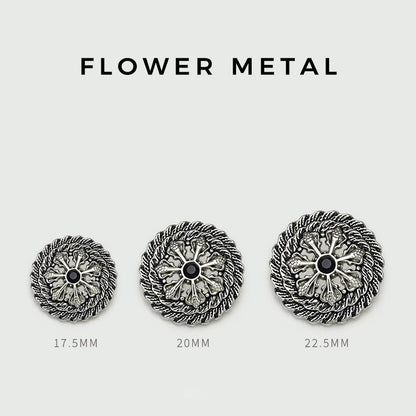 Botões Metálicos em Forma de Flor de Diamante Oco em Ouro Antigo 17.5/20/22.5mm 20pcs