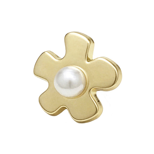 17mm Gold & Silver Pearl Flower Metal Buttons with Handle 20pcs