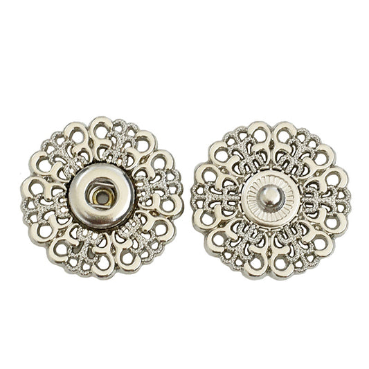 15-30mm Gold & Silver Hollow Flower Metal Snap Buttons