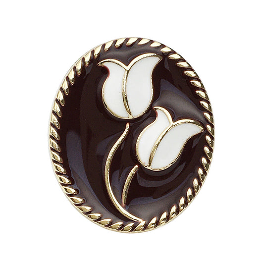 17/21mm Oval Tulpenblumen Metalljackenknöpfe 20 Stück