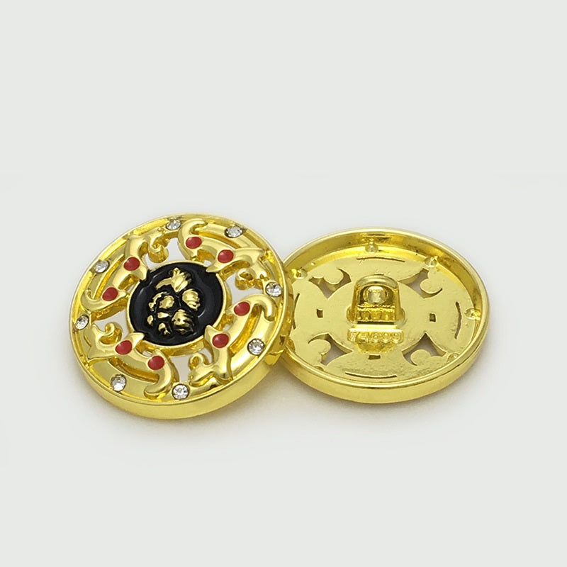 Botões de contas metálicas ocos de ouro e prata chineses 17.5/20/22.5mm 20pcs