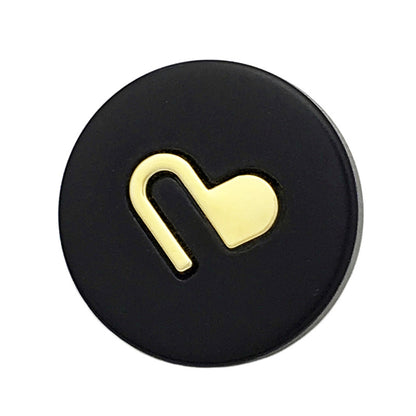 22.5mm White Black Round Metal Heart Resin Bead Buttons 20pcs