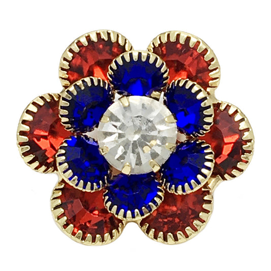 Boutons en métal en forme de fleur diamant rouge bleu noir de 25 mm, 6 pièces