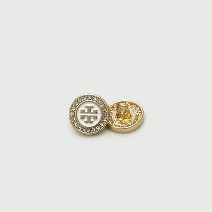 12mm Gold Round Diamond-Encrusted Metal Shirt Buttons 20pcs