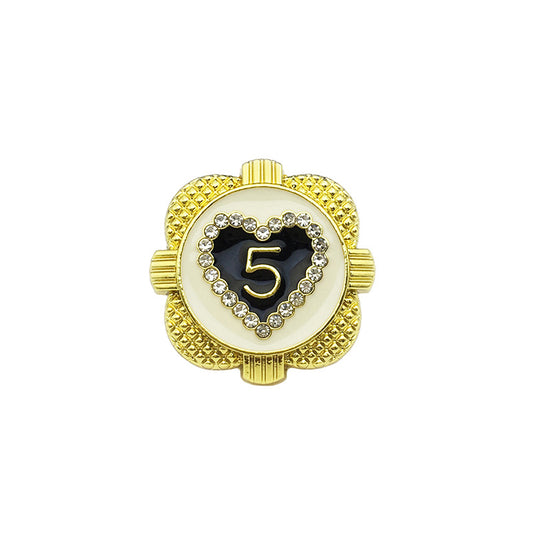 17.5/22.5mm Heart-Shaped Diamond Gold Metal Buttons 12pcs