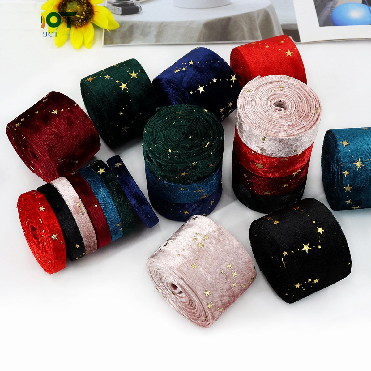 10MM/25MM/50MM Embroidered Velvet Ribbon 35 Yards Pack