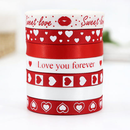 9mm 7 Color Valentine's Day Gift Ribbon for Crafting and Packaging