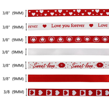 9mm 7 Color Valentine's Day Gift Ribbon for Crafting and Packaging