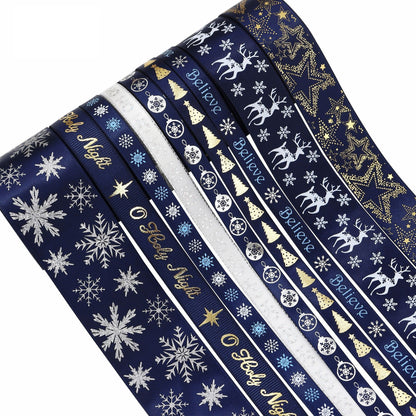 Christmas Blue Ribbons for Holiday Crafting 9 Pack 45 Yards