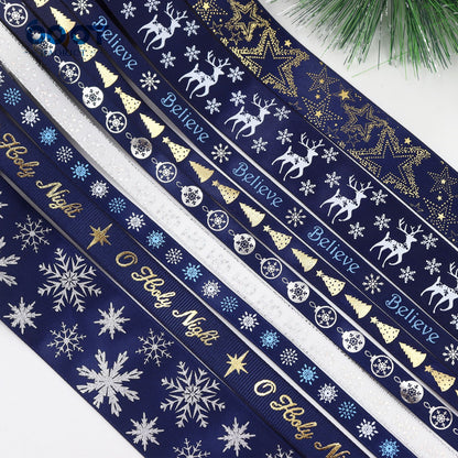 Christmas Blue Ribbons for Holiday Crafting 9 Pack 45 Yards