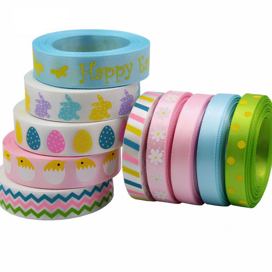 9mm/16mm Easter Gift Packaging Ribbons 10 Pack 50 Yards