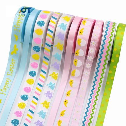 9mm/16mm Easter Gift Packaging Ribbons 10 Pack 50 Yards