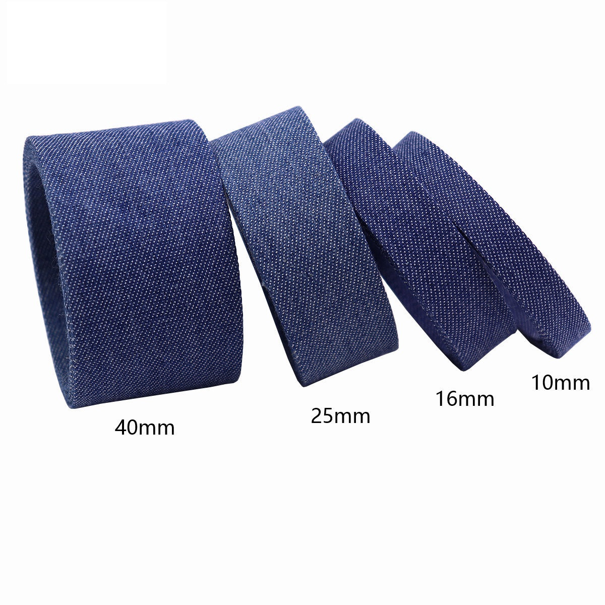 10mm/16mm/25mm/40mm Denim Fabric Edge Binding Ribbon 10 Yards