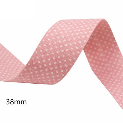 10/25/38mm Star-Printed Fabric Ribbon 8 Colors Set