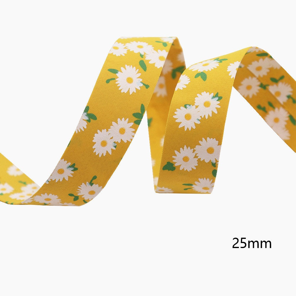 10/25/38mm Flower Printed Fabric Ribbon Set in 6 Colors