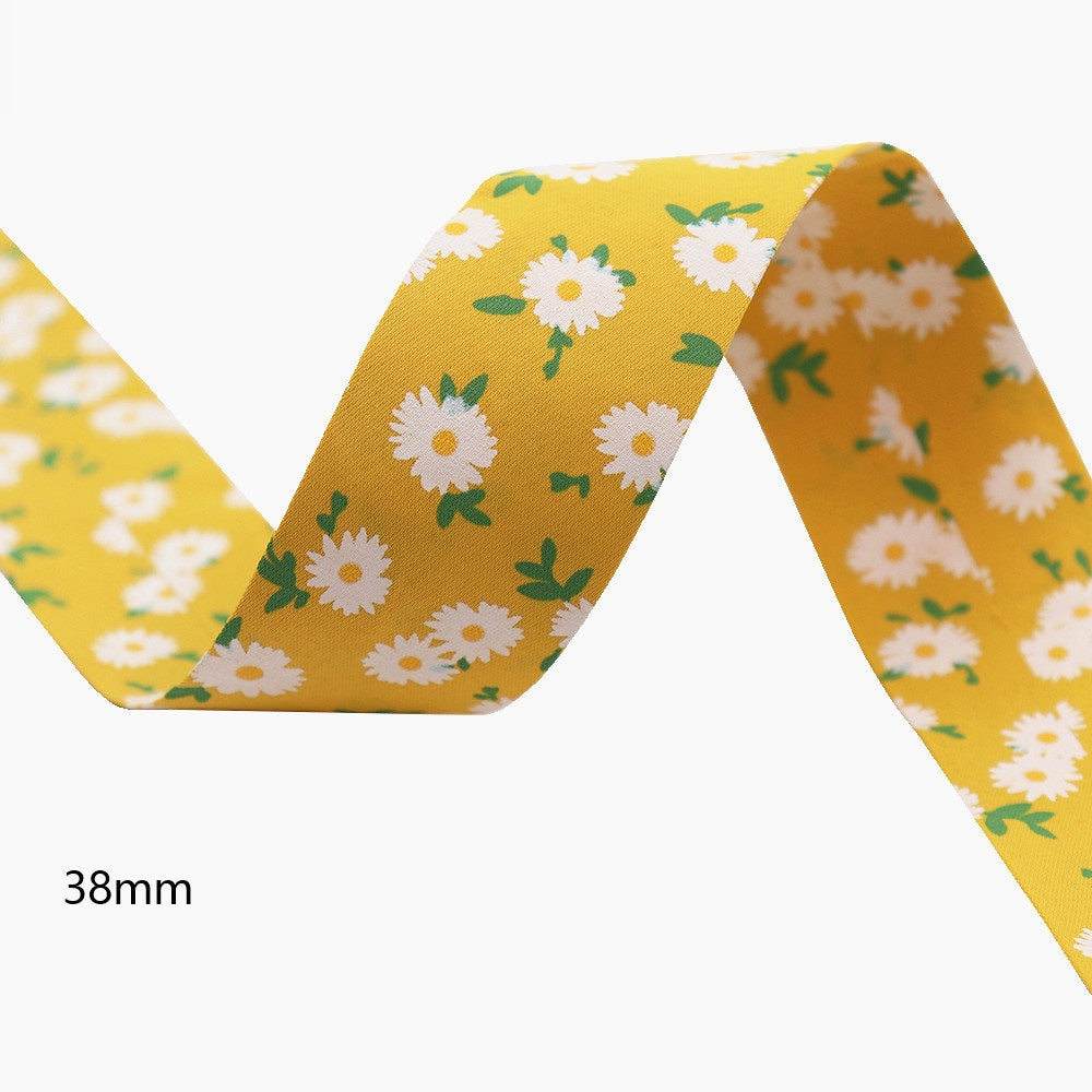 10/25/38mm Flower Printed Fabric Ribbon Set in 6 Colors