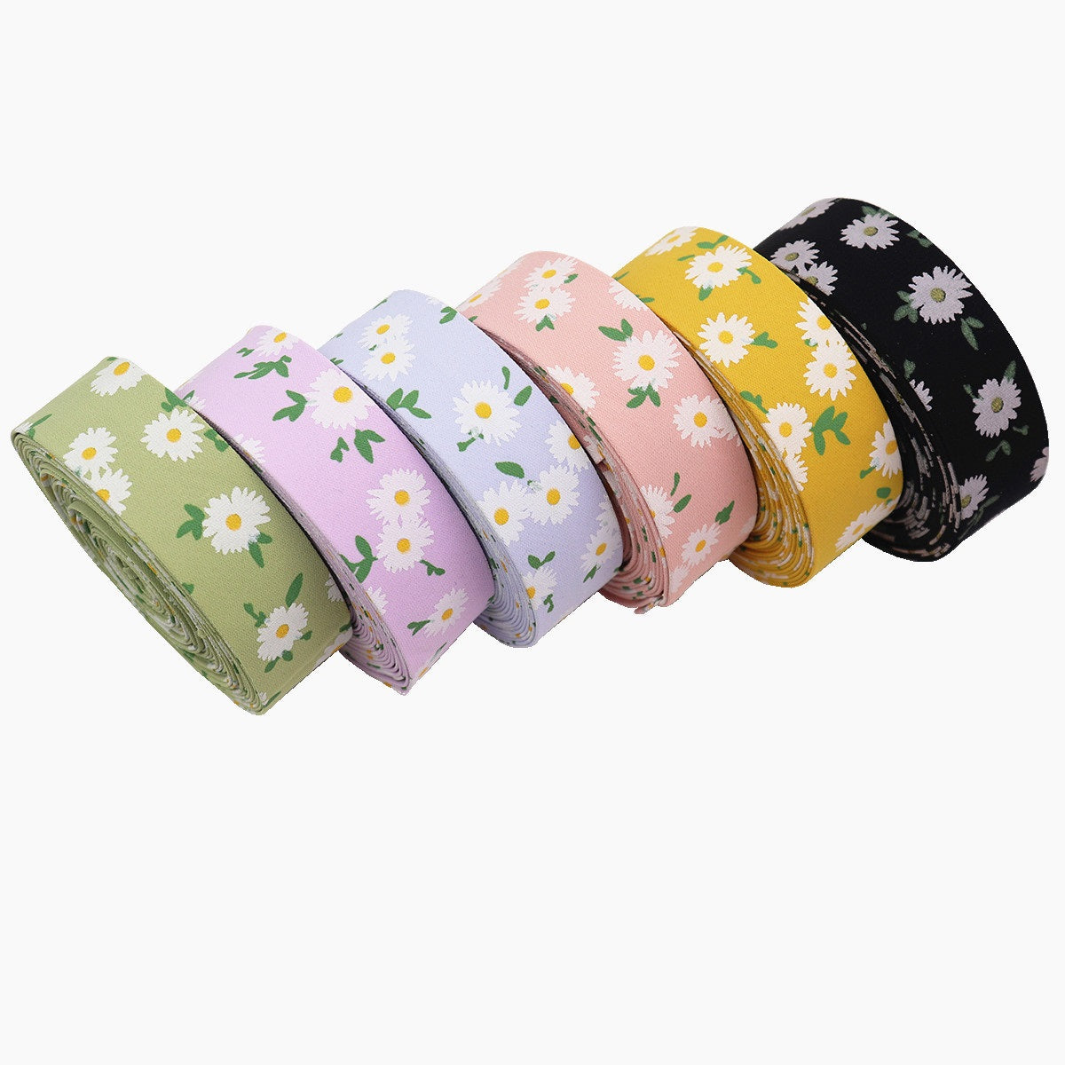 10/25/38mm Flower Printed Fabric Ribbon Set in 6 Colors