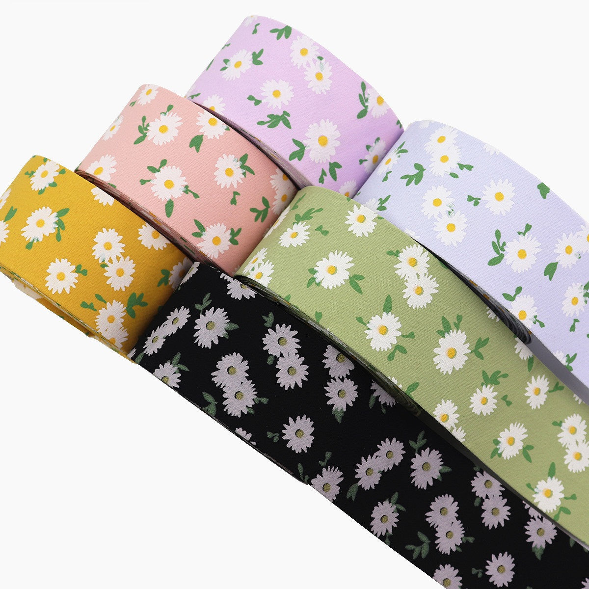 10/25/38mm Flower Printed Fabric Ribbon Set in 6 Colors