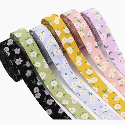 10/25/38mm Flower Printed Fabric Ribbon Set in 6 Colors