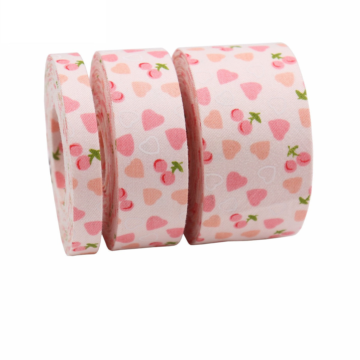 10/25/38mm Pink Cherry Bias Tape Hairband Craft Ribbon 3 Pack 15 Yards