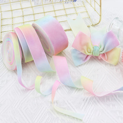 10/25/38MM Velvet Gradient Candy Color Ribbon 3 Pack