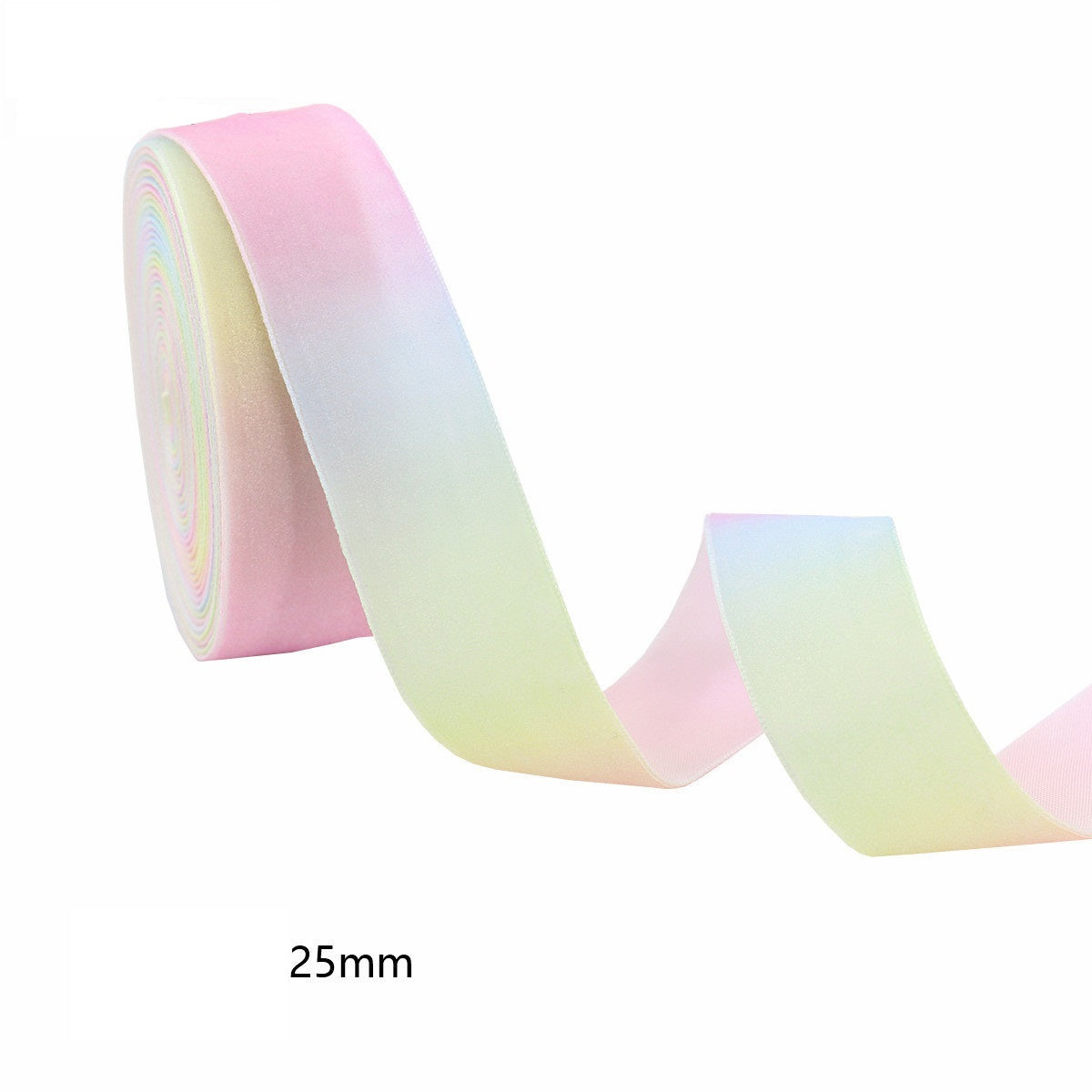 10/25/38MM Velvet Gradient Candy Color Ribbon 3 Pack