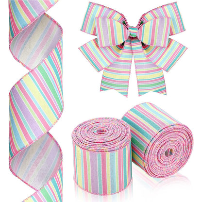 Easter Imitation Hemp Wire Edge Ribbon 2 Rolls Set