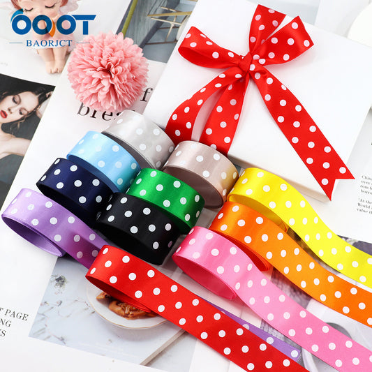 25mm Polka Dot Double-Sided Satin Ribbon 12 Color