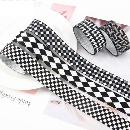 25mm Classic Heat Transfer Black and White Striped Ribbon 5 Pack