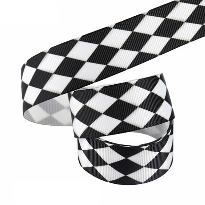 25mm Classic Heat Transfer Black and White Striped Ribbon 5 Pack