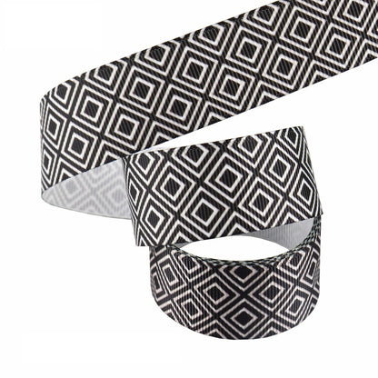 25mm Classic Heat Transfer Black and White Striped Ribbon 5 Pack