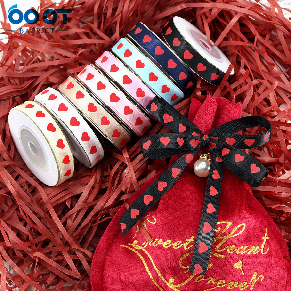 10mm Valentine's Day Love Ribbons for Gift Wrapping 8 Color Pack