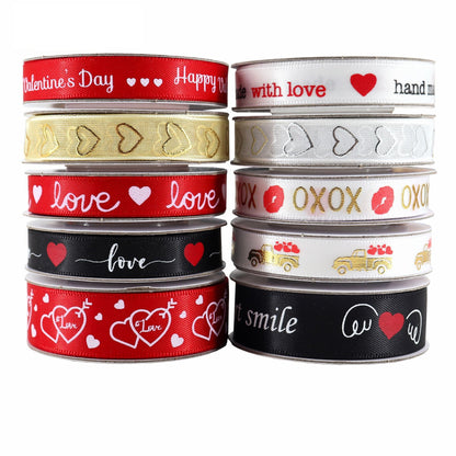 10/16mm Valentine's Day Love Ribbon 10 Pack