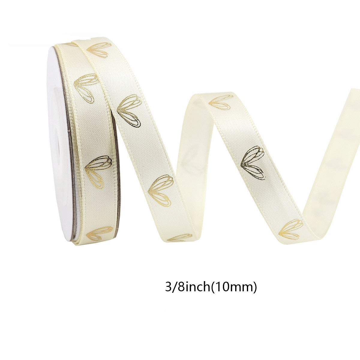 10mm Heart-Shaped Gold Foil Ribbon 5-Color Set