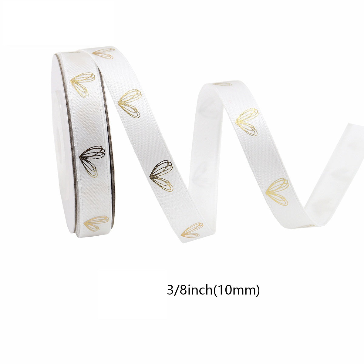 10mm Heart-Shaped Gold Foil Ribbon 5-Color Set