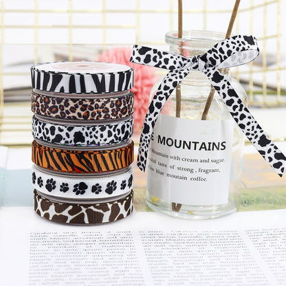 10mm Zebra, Cow, Leopard, Giraffe Print Ribbons 60 Yards