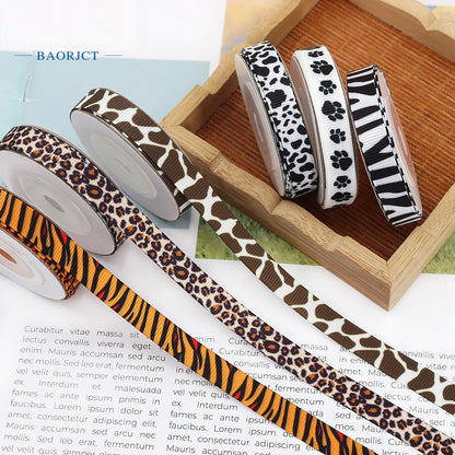 10mm Zebra, Cow, Leopard, Giraffe Print Ribbons 60 Yards