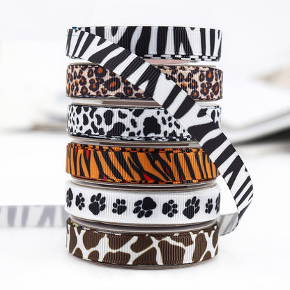 10mm Zebra, Cow, Leopard, Giraffe Print Ribbons 60 Yards